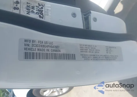 2023 Dodge Charger Sxt из США, поврежденный, VIN 2C3CDXBG4PH547027